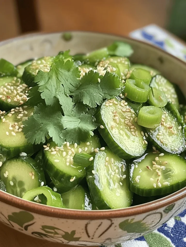 Originating from various Asian culinary traditions, this salad has gained popularity across the globe due to its crisp texture and refreshing flavor profile. The combination of fresh cucumbers, zesty dressing, and aromatic herbs creates a dish that is as satisfying as it is healthy. Crunchy Asian Cucumber Salad is a versatile recipe that can easily be adapted to suit individual tastes, whether you prefer a tangier profile or a subtle sweetness.