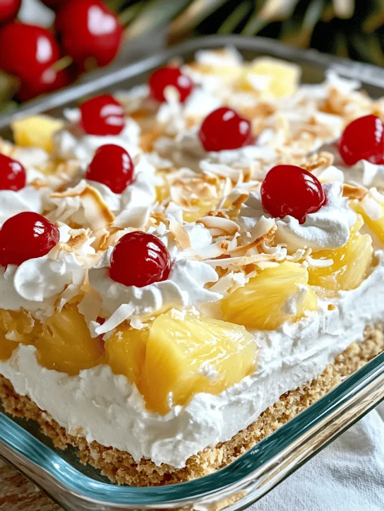 If you're looking for a dessert that captures the essence of summer and transports you to a tropical paradise, look no further than the Tropical Delight: No Bake Pineapple Cream Dessert. This luscious dessert is a perfect blend of creamy, sweet, and tangy flavors that evoke memories of sun-soaked beaches and island getaways. With its vibrant pineapple flavor complemented by the tropical notes of coconut, this dessert is bound to impress your family and friends at any gathering.