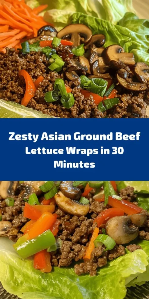 Discover a fresh and zesty way to enjoy dinner with these Asian-style ground beef lettuce wraps! Juicy ground beef is cooked with a savory blend of soy sauce, hoisin, and aromatic garlic and ginger. Toss in vibrant veggies like bell peppers, onions, and mushrooms for added crunch. Perfectly wrapped in crisp lettuce leaves, these wraps make a delicious, healthy meal. Top them with carrots, green onions, and a squeeze of lime for an extra zing. Enjoy a burst of flavors in every bite!