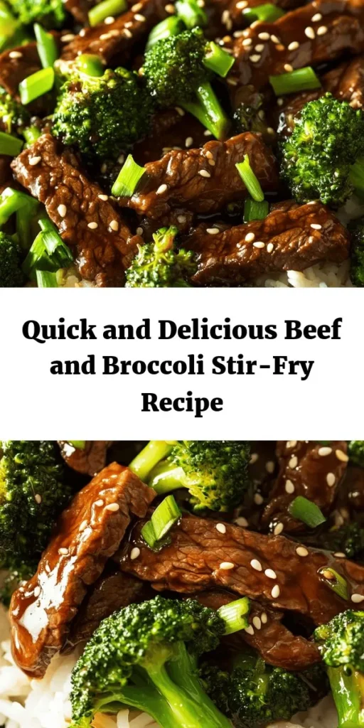 Whip up a crowd-pleasing dish with this savory Chinese Beef and Broccoli recipe! Featuring tender flank steak and bright green broccoli, this meal is packed with flavor thanks to a delicious sauce made with soy sauce, oyster sauce, garlic, and ginger. Quick to prepare, it comes together in just 30 minutes and pairs perfectly with fluffy jasmine rice. Don't forget to garnish with sesame seeds and green onions for an extra touch! Perfect for weeknight dinners!