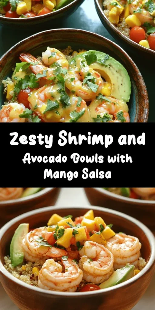 Dive into a burst of flavors with these Shrimp and Avocado Bowls featuring a vibrant mango salsa and zesty lime-chili sauce! This easy recipe combines perfectly marinated shrimp with creamy avocados, nutty quinoa or rice, and a medley of fresh veggies. Topped with a refreshing mango salsa and a kick of lime-chili sauce, this dish is a feast for the senses. Perfect for a healthy dinner or meal prep, it's deliciously satisfying and oh-so-simple to make!