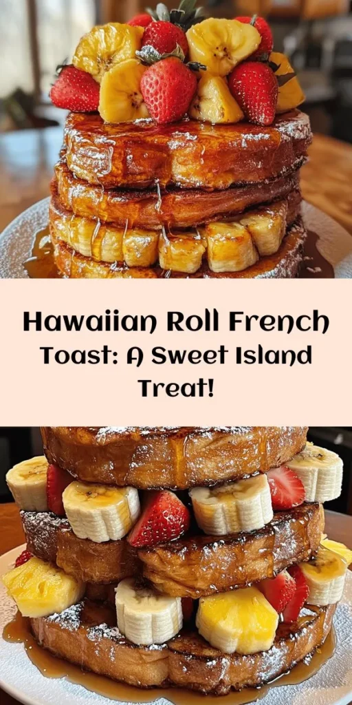 Transform your breakfast with this Hawaiian Roll French Toast Delight! Using sweet Hawaiian rolls, this simple recipe features a creamy egg mixture flavored with vanilla and cinnamon. Pan-fry these rolls to golden perfection and top with fresh fruit, maple syrup, and optional powdered sugar for a beautiful presentation. Perfect for a weekend brunch or a special morning treat, this dish is sure to please everyone at the table. Enjoy the tropical flavors and fluffy texture!