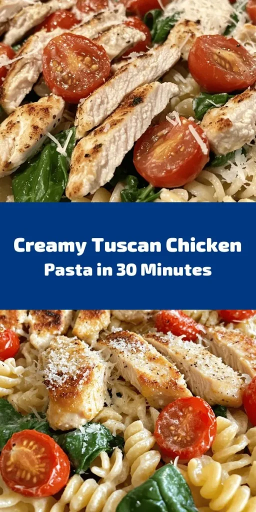 Bring the taste of Italy to your dinner table with this Easy Tuscan Chicken Pasta. In just 40 minutes, you’ll have a creamy, flavorful dish featuring tender chicken, cherry tomatoes, and fresh spinach. The combination of garlic, heavy cream, and Parmesan creates a rich sauce that perfectly coats pasta. Ideal for a family meal or a cozy date night, this recipe is quick to make and simply irresistible. Don't forget to garnish with fresh basil!