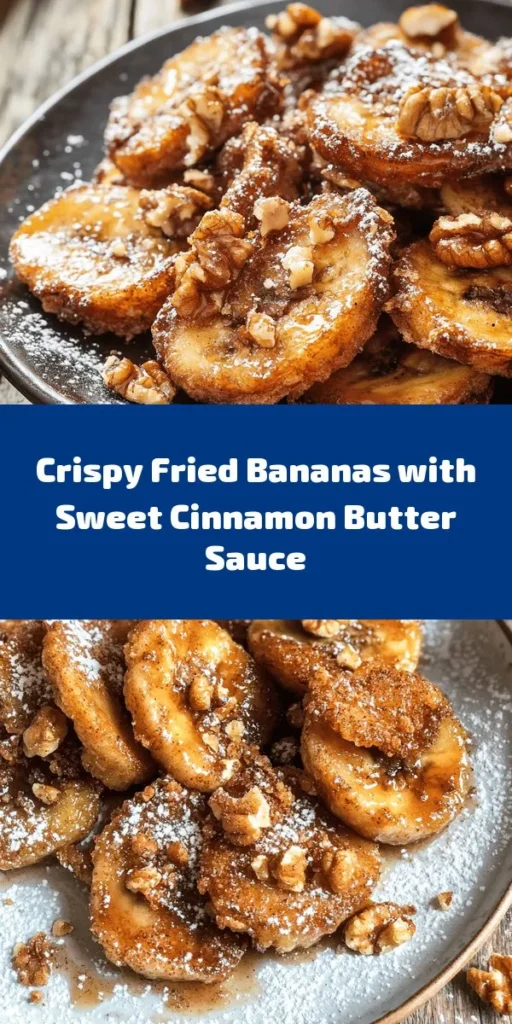 Discover the perfect dessert or snack with these Fried Bananas drizzled in a delightful Cinnamon Butter Sauce! Quick and easy to make, this recipe combines crispy, golden banana slices with a warm, sweet sauce that takes just 30 minutes to prepare. With simple ingredients like bananas, flour, and cinnamon, this irresistible treat is sure to impress. Garnish with nuts and powdered sugar for a beautiful finish. Treat yourself today!