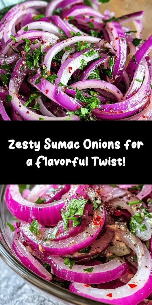Brighten up your meals with these zesty sumac onions! This quick and easy recipe combines thinly sliced red onions with tangy sumac, lemon juice, and a hint of heat for a delicious topping or side dish. Perfect for grilled meats, salads, or a colorful mezze platter, these onions pack a punch of flavor that will elevate any dish. With just a few simple ingredients and some marination time, you’ll have a refreshing addition to your table!