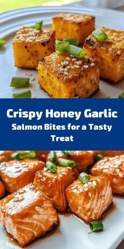 Indulge in these Crispy Honey Garlic Salmon Bites for a delicious and easy treat! With golden, crispy salmon coated in a sweet and savory honey-garlic glaze, this dish is perfect as an appetizer or a unique main course. In just 25 minutes, you can whip up this flavorful dish, garnished with fresh green onions and sesame seeds. Perfect for impressing guests or enjoying a cozy night in. Try it out and enjoy the burst of flavor!