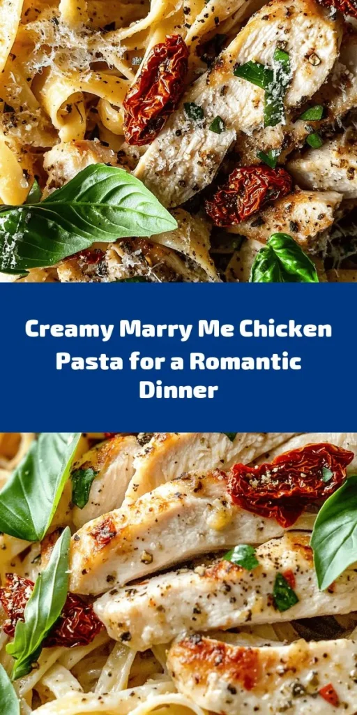 Looking for a romantic dinner idea? Try this Marry Me Chicken Pasta Recipe! This creamy and flavorful dish features perfectly cooked chicken and fettuccine tossed in a rich sauce made with sun-dried tomatoes, garlic, and Parmesan cheese. It's easy to make and sure to impress! Perfect for date night or a special occasion, this meal is ready in just 40 minutes. Serve it up with fresh basil for a delicious finishing touch!