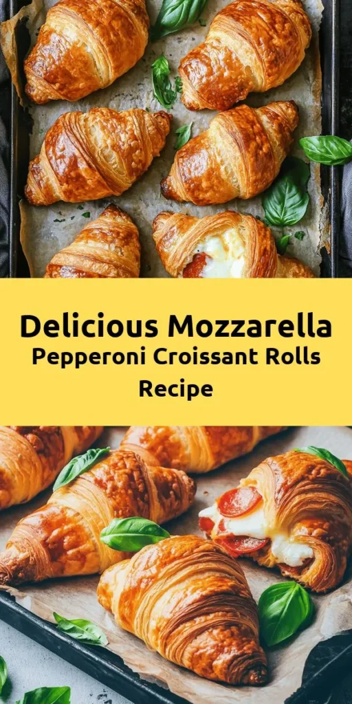 Indulge in these delicious Mozzarella Pepperoni Croissant Rolls that are perfect for any snack or appetizer! Made with flaky crescent roll dough, gooey mozzarella, and savory pepperoni, these bites are seasoned to perfection. Just roll, bake, and enjoy warm with marinara sauce for dipping. With a prep time of just 10 minutes, you can have a crowd-pleaser ready in under 30 minutes. Don’t forget to garnish with fresh basil for that extra touch!