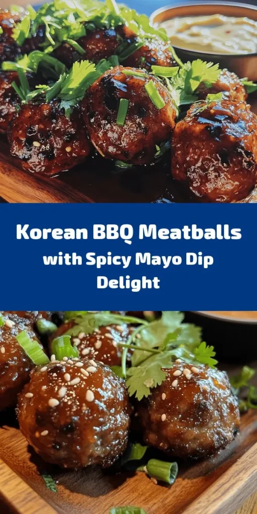 Get ready to enjoy these mouthwatering Korean BBQ Meatballs with a spicy mayo dip! Perfect for game day or a family dinner, these tender meatballs are packed with flavor from ground beef or pork, fresh herbs, and a kick of spice. Bake or pan-fry for a crispy exterior, then serve with a creamy, spicy mayo made with gochujang. Quick to prepare and utterly delicious, these meatballs will become a favorite at your table!