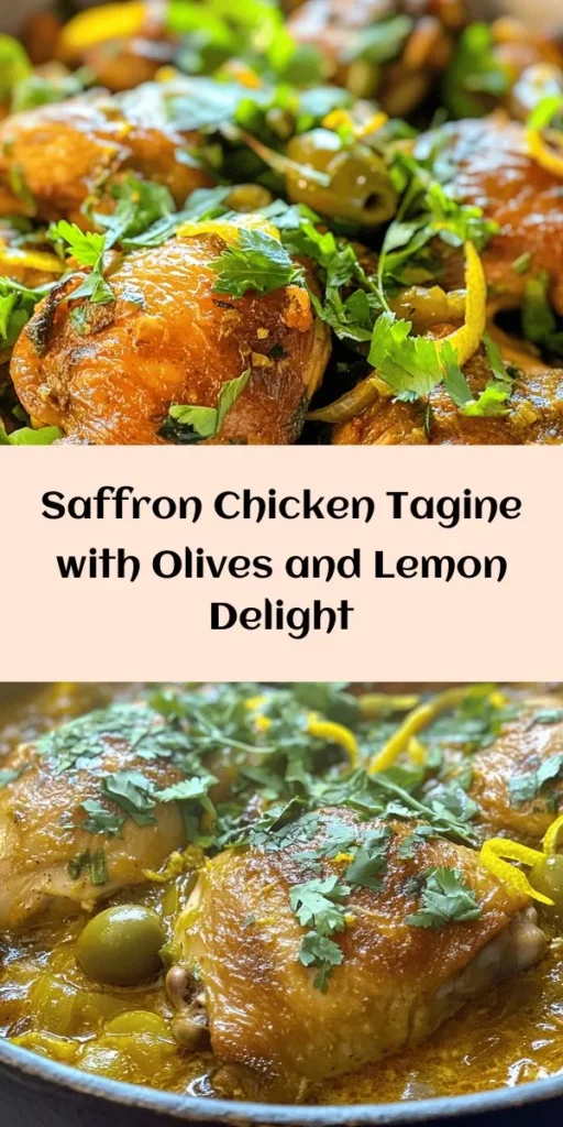 Elevate your dinner game with this flavorful Saffron-Infused Chicken Tagine! Bursting with spices like ginger and cinnamon, this dish features tender chicken thighs simmered to perfection with olives and zesty lemons. Perfect for a cozy night in or impressing guests, serve it over couscous or with crusty bread to soak up the rich sauce. Easy to make and endlessly delicious, it’s a taste of Morocco right from your kitchen! Enjoy!