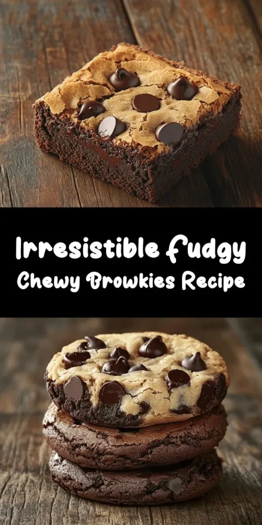 Indulge in the ultimate dessert fusion with these best fudgy chewy browkies, or brookies! Combining rich brownie and soft cookie layers, these treats are a chocolate lover's dream. With just a few simple ingredients like butter, sugar, eggs, cocoa powder, and plenty of chocolate chips, making them is a breeze. Bake these delightful squares to perfection for a gooey, decadent dessert that pairs perfectly with vanilla ice cream. Perfect for sharing or enjoying solo, these browkies are sure to impress!