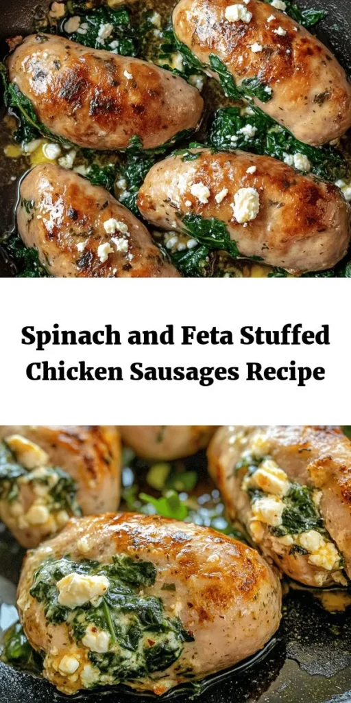 Try this delicious Savory Spinach & Feta Stuffed Chicken Sausages recipe for a healthy twist on a classic favorite! Using ground chicken, fresh spinach, and creamy feta cheese, these homemade sausages are packed with flavor. Whether you stuff them into natural casings or form them into patties, they’re perfect for a quick weeknight dinner. Ready in under 80 minutes, serve them with sautéed veggies or on a toasted bun for a delightful meal! Enjoy!