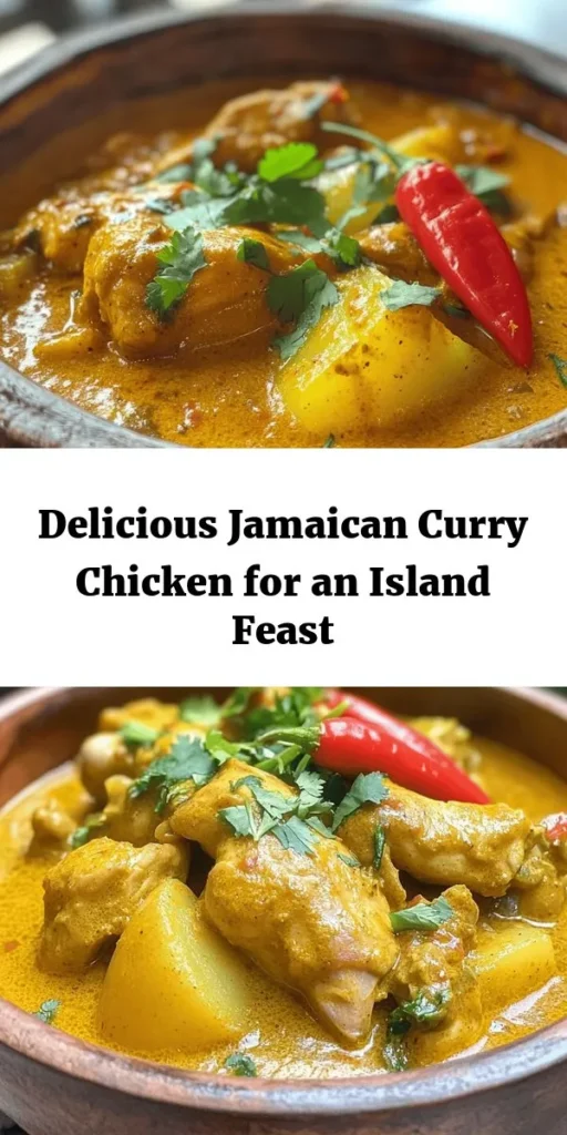 Discover the vibrant flavors of Jamaica with this authentic curry chicken recipe! Perfect for a cozy dinner, this dish brings together tender chicken, aromatic spices, and creamy coconut milk for a deliciously satisfying meal. With a balance of heat from Scotch bonnet peppers and sweetness from brown sugar, it's sure to impress! Serve over rice or with Jamaican festivals for an unforgettable experience. Don't forget to garnish with fresh cilantro for added flavor!