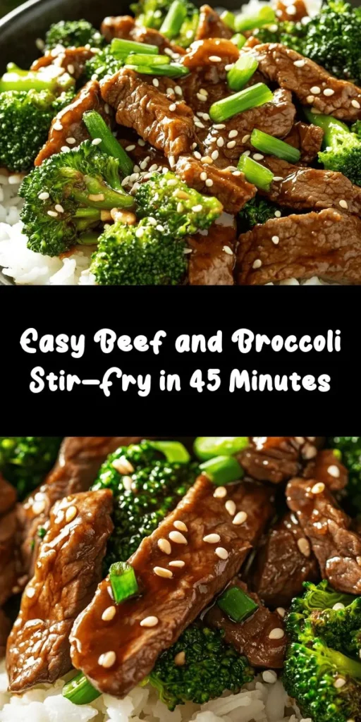 Enjoy a flavor-packed dinner with this easy and delicious Savory Chinese Beef and Broccoli recipe! Tender flank steak marinated in a savory blend of soy sauce and spices is stir-fried with vibrant broccoli for a perfect balance of taste and nutrition. Ready in just 45 minutes, this dish is great served over rice and topped with sesame seeds and green onions. Perfect for busy weeknights or impressing guests at your next dinner party!