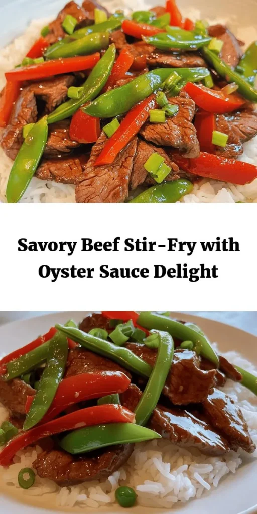 Looking for a quick and delicious dinner idea? Try this Savory Beef with Oyster Sauce! This recipe features tender beef sirloin marinated in a flavorful mix of oyster sauce and soy sauce, with colorful veggies like bell peppers and sugar snap peas. It's all cooked together in a rich broth, then served over fluffy steamed rice. Perfect for busy weeknights or impressing guests, this dish is sure to satisfy your cravings! Enjoy in just 40 minutes!