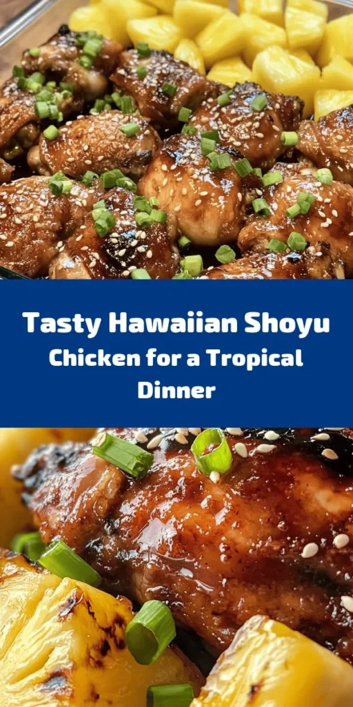 Discover the sweet and savory taste of Hawaiian Shoyu Chicken! This easy recipe features tender chicken thighs marinated in a delicious blend of soy sauce, brown sugar, garlic, and ginger. Perfect for a weeknight dinner or special occasion, this dish bakes to golden perfection and is garnished with green onions and sesame seeds. Serve with pineapple chunks for an extra tropical touch. Enjoy this flavorful dish that brings a taste of Hawaii to your table!