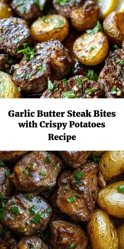 Indulge in these Sizzling Garlic Butter Steak Bites paired with crispy potatoes for a deliciously satisfying meal. Tender sirloin steak is seared to perfection and tossed in a fragrant garlic butter sauce, while golden baby potatoes bake to a crispy finish. This recipe takes just 40 minutes and is perfect for a cozy dinner. Serve with fresh parsley and lemon wedges for an added burst of flavor! Add this scrumptious dish to your dinner rotation today!