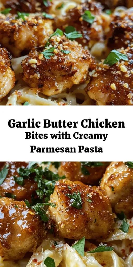 Indulge in this delicious Garlic Butter Chicken Bites with Savory Creamy Parmesan Pasta recipe! Perfect for a quick weeknight dinner, this dish features tender chicken bites sautéed in a rich garlic butter sauce, served over creamy fettuccine pasta. With just a few simple ingredients, you can create a flavorful meal that the whole family will love. Top it off with fresh parsley and extra Parmesan for an irresistible finish. Enjoy a comforting and satisfying dish tonight!