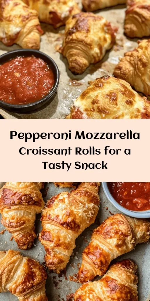 Transform your snack game with these delicious Mozzarella Pepperoni Croissant Rolls! Perfect for a quick treat or party appetizer, these golden brown rolls are filled with melted mozzarella and savory pepperoni, all wrapped in flaky crescent dough. Just 30 minutes of prep and baking get you a tasty batch to enjoy, especially when dipped in marinara sauce. Ideal for game day or a cozy night in, grab the ingredients and get rolling!