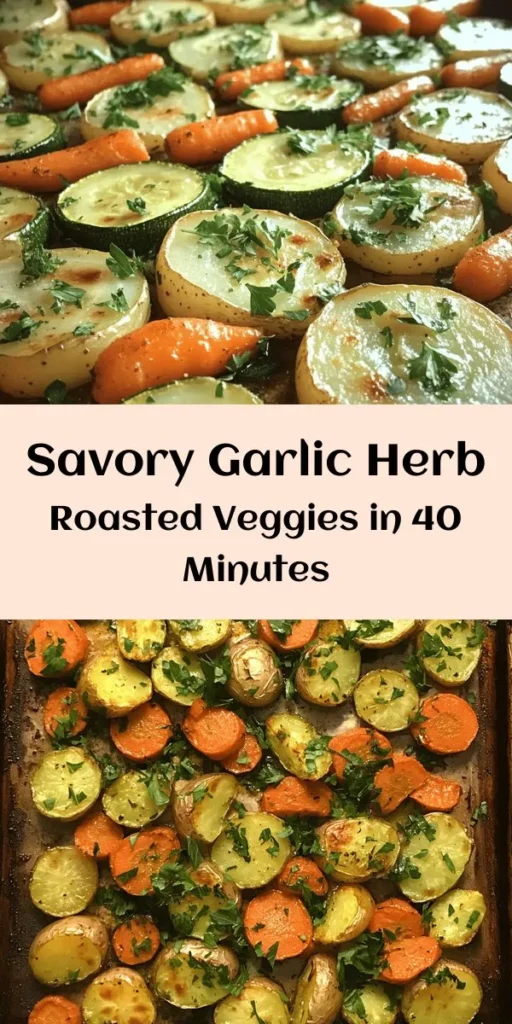 Elevate your side dish game with these Garlic Herb Roasted Potatoes, Carrots, and Zucchini! This easy recipe combines baby potatoes, sweet carrots, and tender zucchini, all tossed in a fragrant mix of garlic and herbs. With just 10 minutes of prep and 25-30 minutes in the oven, you’ll have a colorful, flavorful dish that pairs perfectly with any main course. Finish with a sprinkle of fresh parsley for a beautiful presentation. Perfect for family dinners or gatherings!