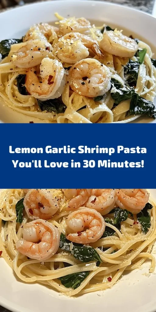 Dive into this refreshing Lemon Garlic Shrimp Pasta with Spinach! This quick and easy recipe combines succulent shrimp, fresh spinach, and zesty lemon for a flavorful dish that’s ready in just 30 minutes. Cook linguine or spaghetti, sauté garlic and shrimp, and mix everything with lemon juice and Parmesan for a delightful meal. Perfect for busy weeknights or a cozy dinner. Don't forget to garnish with parsley for a pop of color! Enjoy!