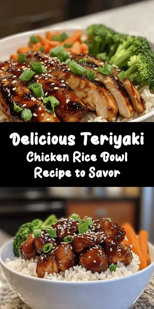 Enjoy a delicious blend of flavors with this Sweet & Savory Teriyaki Chicken Rice Bowl! This easy recipe features tender chicken cooked in a rich teriyaki sauce, served over fluffy jasmine rice. Ready in just 40 minutes, it's perfect for weeknight dinners. Add steamed broccoli or carrots for an extra nutritional boost. Don’t forget to garnish with green onions and sesame seeds for that final touch. Dive into this tasty comfort dish today!