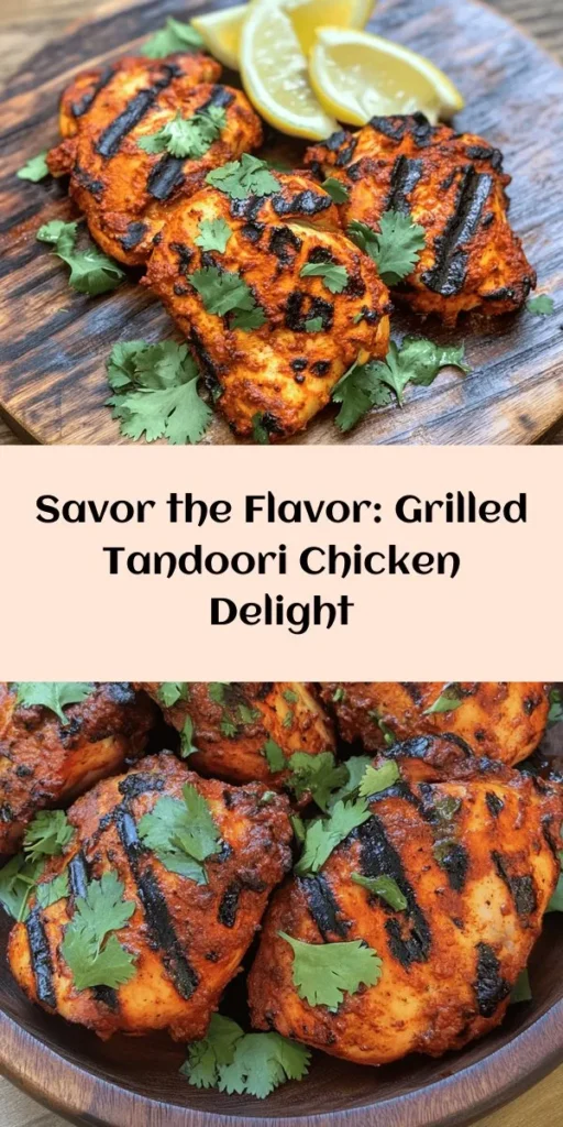 This Grilled Tandoori Chicken recipe features juicy, marinated chicken thighs packed with flavor. Using a spicy yogurt marinade with garlic, ginger, and a blend of aromatic spices, it’s grilled to perfection for that charred goodness. With simple ingredients and an easy preparation method, this dish is perfect for summer barbecues or a cozy dinner. Serve it with fresh cilantro and lemon wedges, alongside naan or rice, for a delightful meal everyone will love.