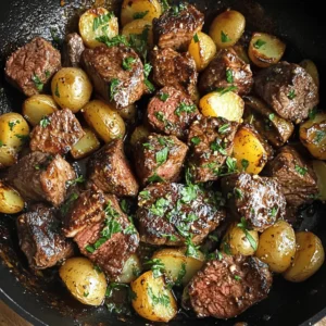 When it comes to hearty, satisfying meals, few dishes can rival the comfort and rich flavors of Garlic Butter Steak and Potatoes Skillet. This dish is not only a feast for the senses but also an excellent choice for family dinners or special occasions, bringing everyone together around the table. Imagine succulent pieces of steak seared to perfection, surrounded by tender baby potatoes, all infused with the aromatic essence of garlic and fresh herbs. It’s a true celebration of flavors that appeals to both young and old, making it a versatile addition to any dinner rotation.