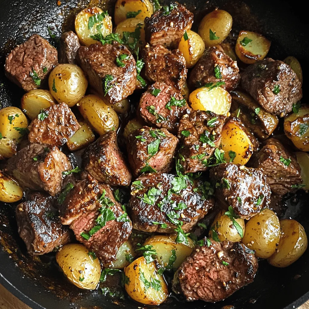 When it comes to hearty, satisfying meals, few dishes can rival the comfort and rich flavors of Garlic Butter Steak and Potatoes Skillet. This dish is not only a feast for the senses but also an excellent choice for family dinners or special occasions, bringing everyone together around the table. Imagine succulent pieces of steak seared to perfection, surrounded by tender baby potatoes, all infused with the aromatic essence of garlic and fresh herbs. It’s a true celebration of flavors that appeals to both young and old, making it a versatile addition to any dinner rotation.