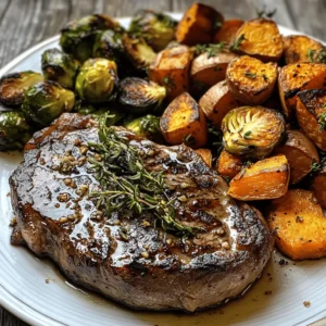 If you’re looking for a dish that beautifully combines savory flavors and wholesome ingredients, look no further than Garlic Butter Steak with Brussels Sprouts and Sweet Potatoes. This recipe is an exquisite blend of succulent steak cooked to perfection, paired with the earthy sweetness of roasted Brussels sprouts and sweet potatoes. It’s an ideal choice for a satisfying dinner, whether you’re hosting friends and family or enjoying a cozy meal at home. The rich garlic butter adds an irresistible depth of flavor that elevates the dish, making it not just a meal but an experience.