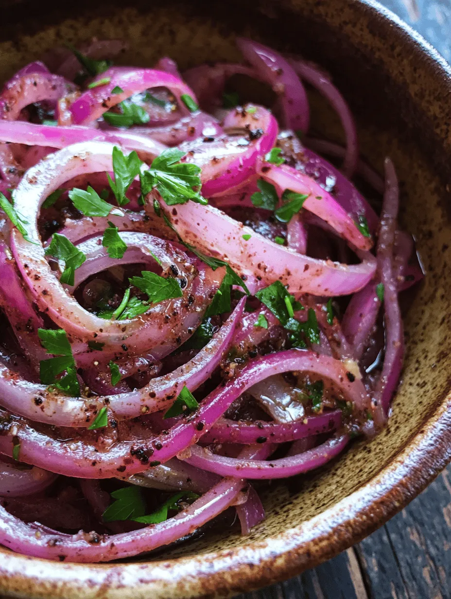 Zesty Sumac Onions are a vibrant and flavorful dish that encapsulates the essence of Middle Eastern cuisine. This simple yet delightful recipe showcases the beauty of fresh ingredients, transforming everyday red onions into a tangy and aromatic condiment. Traditionally served as a garnish or a side dish, Zesty Sumac Onions elevate a variety of meals, adding a burst of flavor that can enhance anything from grilled meats to salads.