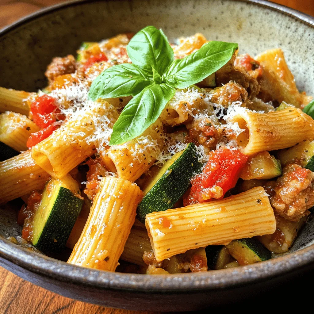 If you’re in search of a satisfying meal that effortlessly combines rich flavors, delightful textures, and nutritious ingredients, look no further than our Hearty Rigatoni Delight with Sausage, Tomatoes, and Zucchini. This Italian-inspired recipe is a true testament to the beauty of comfort food, bringing together the robust taste of Italian sausage, vibrant vegetables, and perfectly cooked pasta.