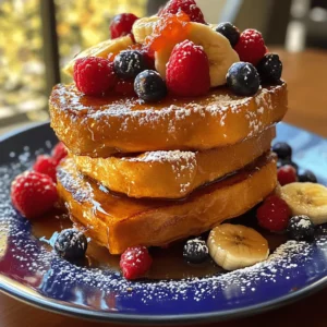 French toast is a cherished breakfast classic that has delighted taste buds across the globe for generations. Known for its simple ingredients and comforting texture, this dish transforms humble bread into a delectable morning treat. One of the many delightful variations of this beloved breakfast is the Caramelized Delight French Toast, a recipe that elevates the traditional approach by introducing a luscious caramelization and an array of fresh toppings. This unique twist not only enhances the flavor but also adds a touch of elegance, making it perfect for special occasions or a comforting weekend breakfast that the whole family will enjoy.