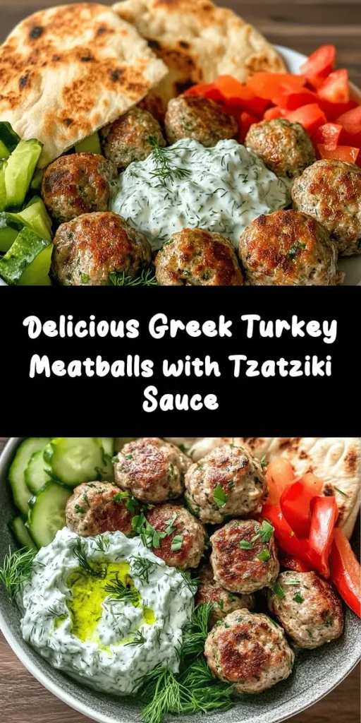 Looking for a delicious and healthy meal? Try these Greek turkey meatballs paired with a refreshing tzatziki sauce! Made with ground turkey, fresh herbs, and spices, these meatballs are baked to perfection for a wholesome dish. The creamy tzatziki sauce adds the perfect tang. Serve them with pita bread or over a salad for a complete meal. With easy prep and packed with flavor, this recipe will become a new favorite in your kitchen!