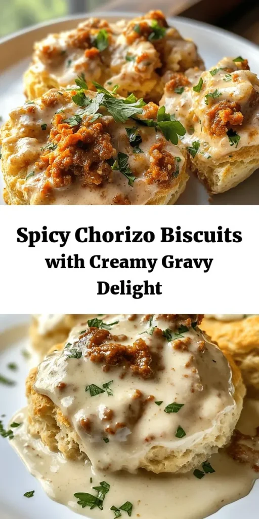 Indulge in these Spicy Chorizo Bliss Biscuits with Creamy Gravy, perfect for breakfast or brunch! Fluffy homemade biscuits are paired with a rich and savory chorizo gravy that adds a kick to your meal. With simple ingredients and easy steps, you’ll have a delicious dish ready in just 45 minutes. Whether you’re looking to impress guests or treat yourself, this recipe combines comfort and flavor in every bite. Don’t forget to garnish with fresh herbs for that extra touch!