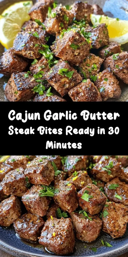Indulge in the ultimate flavor explosion with these Cajun Garlic Butter Steak Bites! Perfectly seared sirloin steak cubes are seasoned with bold Cajun spices and tossed in a rich garlic butter sauce for a mouthwatering dish. This easy recipe is ready in just 30 minutes, making it ideal for a weeknight dinner or special occasion. Serve with fresh parsley and lemon wedges for a zesty finish. Get ready to impress your guests with this delicious treat!