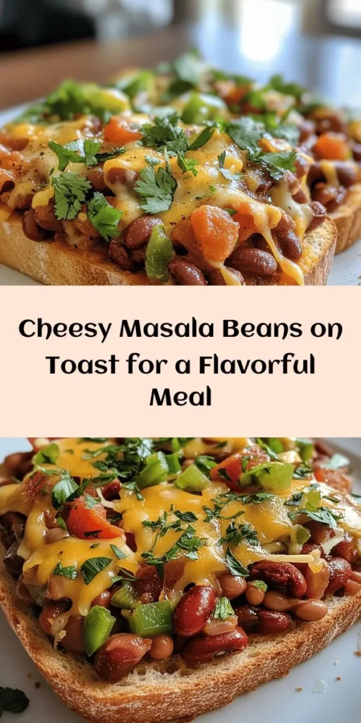 Savor the flavors of Cheesy Masala Beans on Toast! This quick and easy recipe combines creamy kidney beans with fresh tomatoes, spices, and melty cheese, all served on toasted bread. Perfect for breakfast or a snack, it brings a delightful twist to your usual toast. Packed with protein and bursting with flavor, this dish is sure to please everyone at the table. Garnish with fresh herbs for a pop of color and taste. Enjoy in just 30 minutes!