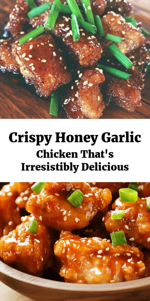 Satisfy your cravings with this Crispy Chinese Honey Garlic Chicken! Perfectly marinated and coated chicken thighs are fried to golden perfection, then tossed in a rich honey garlic sauce that’s bursting with flavor. This recipe is not only easy to follow but also makes for a delicious meal that your family will love. Serve it with rice or veggies for an irresistible dish that takes just 30 minutes to prepare! Perfect for any night of the week!