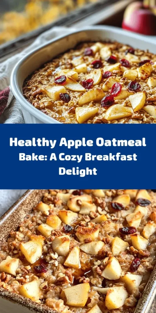 Start your day with this delicious and nutritious Healthy Apple Oatmeal Breakfast Bake! Packed with rolled oats, fresh apples, and warm spices, this easy recipe is perfect for busy mornings or a cozy brunch. Just mix your ingredients, bake, and enjoy a wholesome meal that’s both satisfying and guilt-free. With options to add walnuts or dried fruit, you can customize it to your taste. Whip up a batch and savor the delightful flavors—your mornings will never be the same!