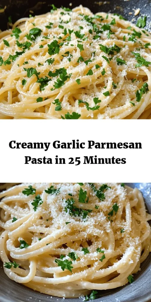 Indulge in the creamy goodness of Garlic Parmesan Pasta, a perfect weeknight dinner! This simple recipe features spaghetti or fettuccine tossed in a luscious garlic butter sauce made with heavy cream and melty Parmesan cheese. With just a hint of lemon zest and fresh parsley for brightness, this dish is sure to impress. Ready in just 25 minutes, it’s deliciously satisfying and easy to make. Elevate your pasta game tonight!