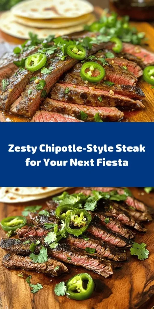 Looking for a delicious steak recipe that packs a punch? Try this Chipotle-Style Steak Fiesta! With succulent flank steak marinated in a flavorful blend of adobo sauce, garlic, cumin, and smoked paprika, this dish is perfect for grilling or skillet cooking. Serve it sliced with fresh cilantro and optional jalapeños, alongside warm tortillas or rice. It's an easy, flavorful meal the whole family will love! Ideal for weeknight dinners or weekend gatherings.