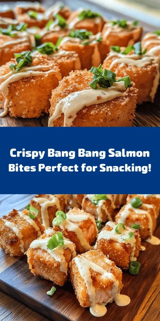 Dive into these Crispy Bang Bang Salmon Bites that are as delicious as they are easy to make! Perfect for a quick appetizer or a fun dinner, these bite-sized pieces of salmon are coated in a flavorful blend of spices and panko breadcrumbs, then fried to golden perfection. Served with a zesty Bang Bang sauce, they’ll be a hit at any gathering. Ready in just 30 minutes, this recipe is a must-try for seafood lovers!