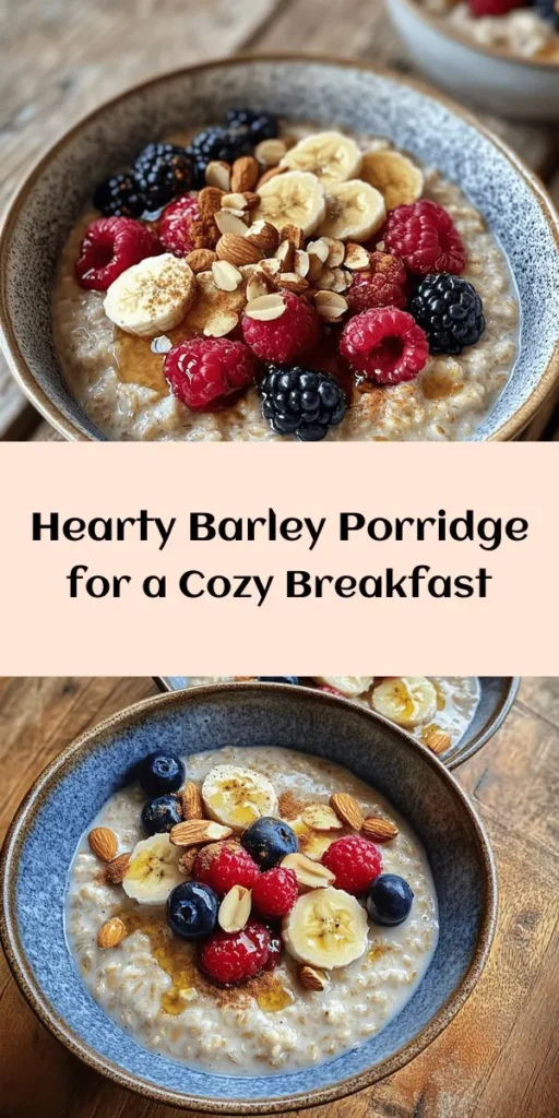 Warm up your mornings with this comforting barley porridge! Made with pearl barley, creamy milk, and a touch of maple syrup or honey for sweetness, this nutritious breakfast is ready in just 50 minutes. Customize it with your favorite toppings like fresh fruits, nuts, or nut butter for extra flavor and texture. Perfect for cozy family breakfasts or meal prep, this wholesome porridge will keep you satisfied all day long. Try it today!