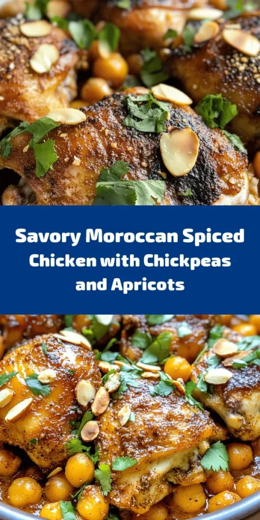 Discover the vibrant flavors of Moroccan cuisine with this spiced chicken dish that's sure to impress! Juicy chicken thighs are marinated in a blend of cumin, coriander, and cinnamon, creating a tantalizing aroma. Cooked with chickpeas and sweet apricots in a rich broth, this meal is perfect over couscous or with crusty bread. Garnished with fresh herbs and optional toasted almonds, it's a delightful feast for the senses. Try it for a cozy dinner or special occasion!
