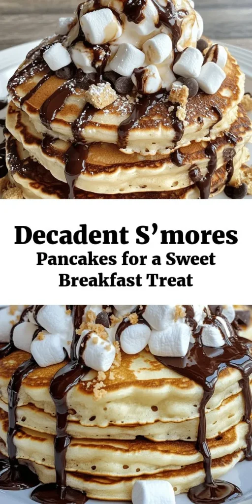 Treat yourself to the ultimate breakfast with these irresistible S’mores Pancakes! Fluffy pancakes filled with mini marshmallows, melty chocolate chips, and crunchy graham crackers create a delightful take on the classic campfire treat. Stack them high and top with whipped cream, extra marshmallows, and a drizzle of chocolate sauce for a sweet start to your day. Perfect for brunch or a cozy weekend breakfast, these pancakes are sure to please everyone!