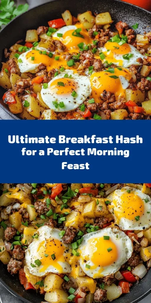 Start your day with a flavorful Breakfast Hash Bonanza! This hearty dish features crispy potatoes, vibrant bell peppers, and savory breakfast sausage, all topped with perfectly cooked eggs and melty cheese. Customize it with turkey or plant-based sausage for a healthier twist. Ready in just 35 minutes, it’s perfect for a weekend brunch or a busy weekday morning. Garnish with fresh herbs and enjoy a delicious and satisfying meal!