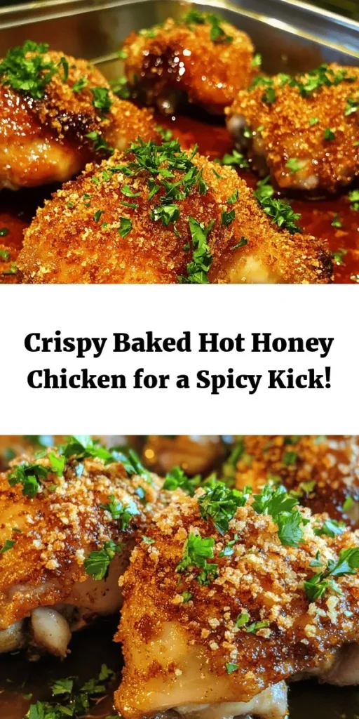 Indulge in the deliciously crispy flavors of Baked Crunchy Hot Honey Chicken! This easy recipe features juicy marinated chicken thighs coated in a flavorful blend of spices and crispy panko breadcrumbs, then baked to perfection. Drizzled with sweet and spicy hot honey, this dish is sure to please. Perfect for a weeknight dinner or a special occasion, serve it up with your favorite sides and enjoy every crunchy, honey-glazed bite!