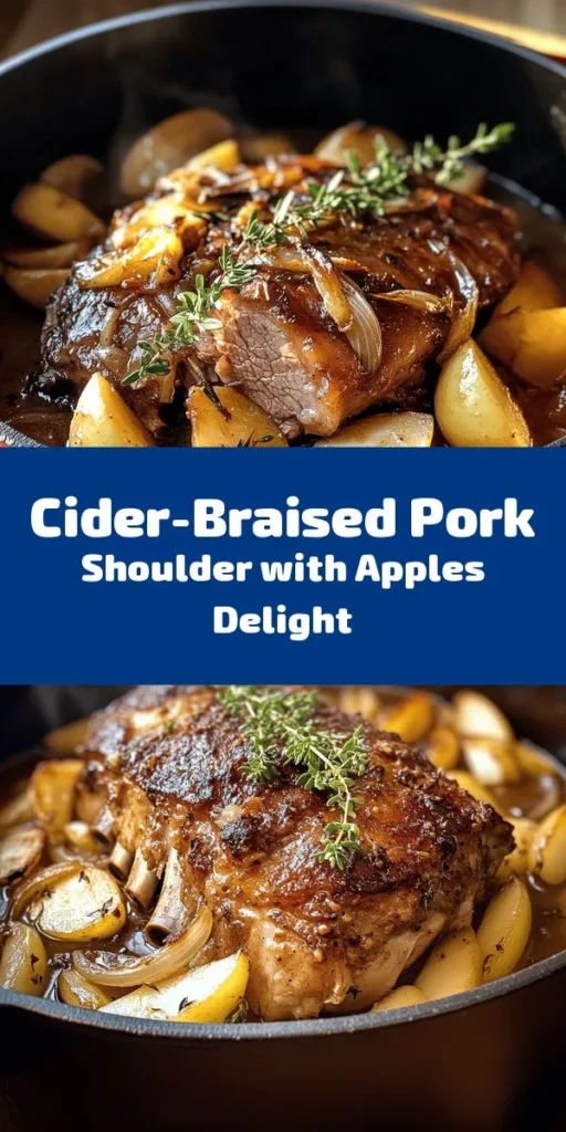 Savor the flavors of fall with this hearty Apple Cider Braised Pork Shoulder recipe! This dish features a tender, juicy pork shoulder slow-cooked in a delicious blend of apple cider, chicken broth, and aromatic herbs. With just a few simple steps, including searing the pork and braising it with sweet apples and onions, you'll create a comforting meal perfect for gatherings or cozy nights in. It's easy to prep, and the results are sure to impress!