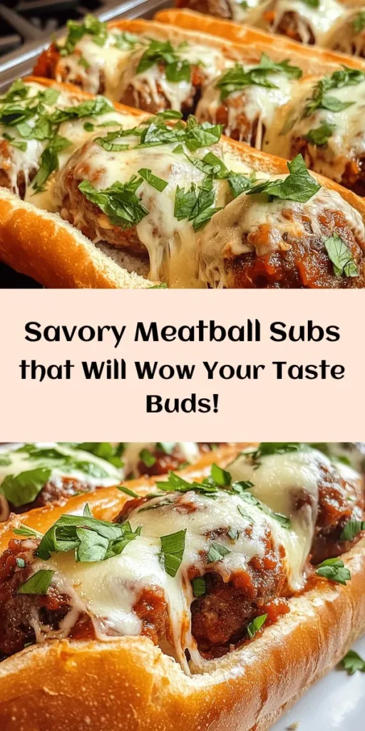 Savor the taste of homemade Ultimate Meatball Subs! This delicious recipe combines tender meatballs made from a mix of ground beef and pork, infused with savory garlic, aromatic parsley, and Parmesan cheese. Slathered in marinara sauce and topped with gooey mozzarella, these subs are perfect for a family dinner or game day treat. Ready in just 50 minutes, they’re a hearty favorite that will satisfy everyone’s cravings. Don’t forget the fresh basil for that extra flavor kick!